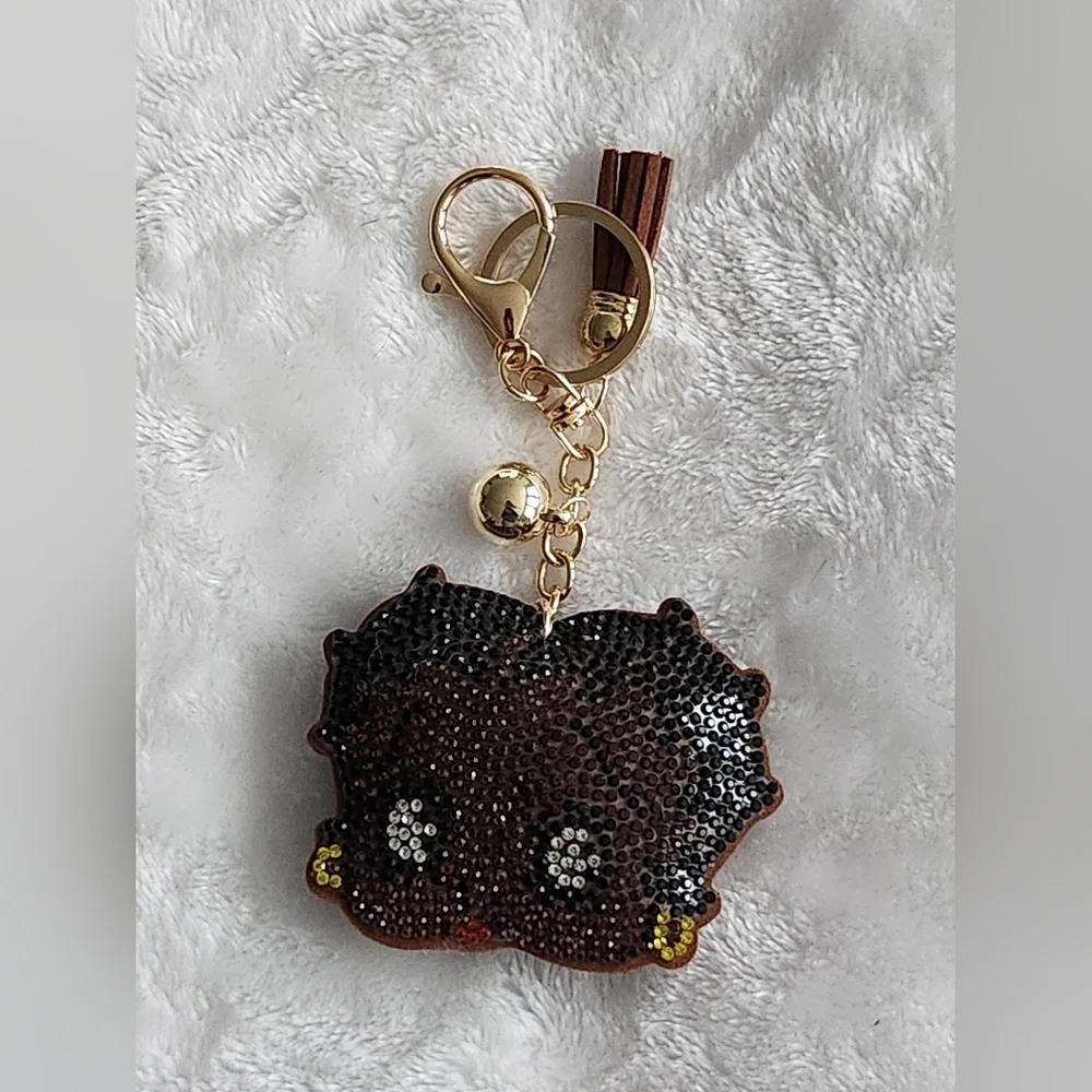 African American Betty Boop Cartoon Rhinestone Keychain Bag Charm